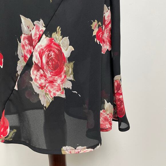 VTG 90s My Michelle Floral Maxi Dress Black Red Y2K Fairy Grunge Dark Romance - Picture 15 of 16